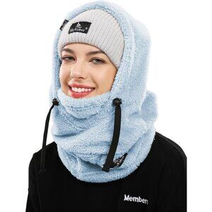 Women's Balaclava Wind-Resistant Winter Face Mask Fleece Ski Mask Hat Sky Blue